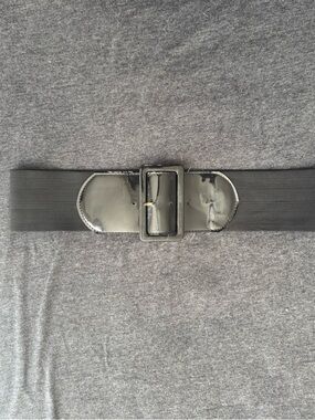 Black Wide Elastic Belt with Patent Buckle